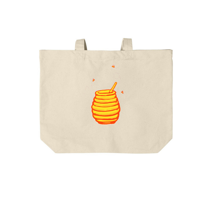 Honey Tote — natural cotton with honey jar illustration